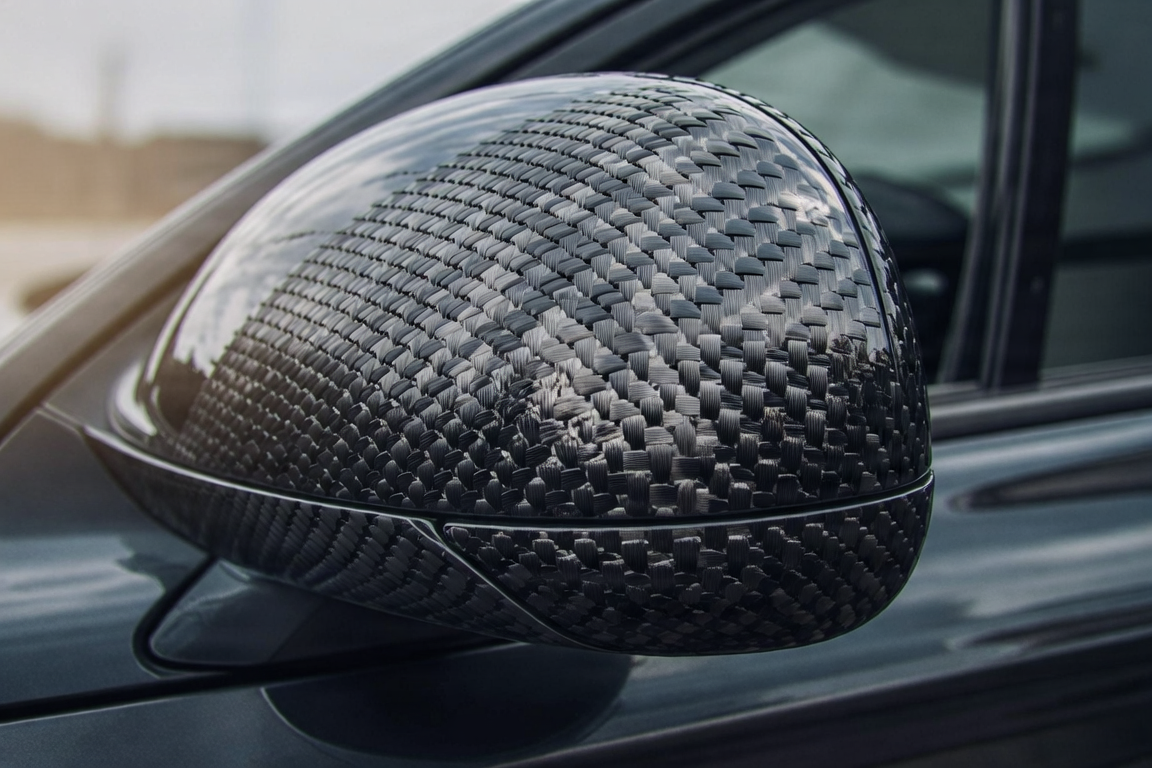 Textured carbon fiber car wrap detail